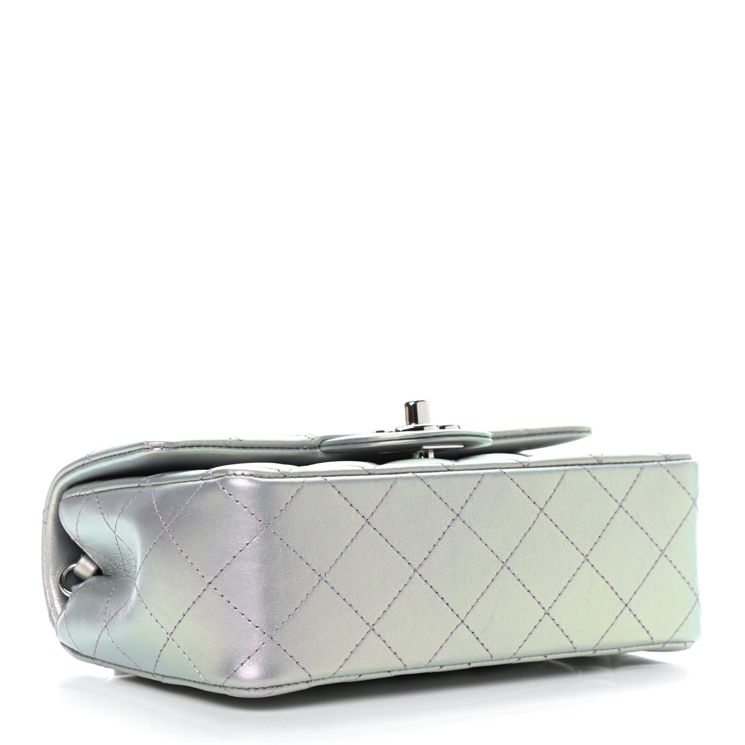 Chanel Iridescent Calfskin Quilted Mini Rectangular Flap Purple 4 of 12