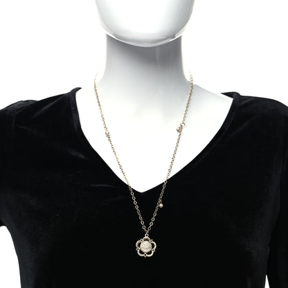 Chanel Pearl Crystal CC Pendant Necklace Gold 2 of 5