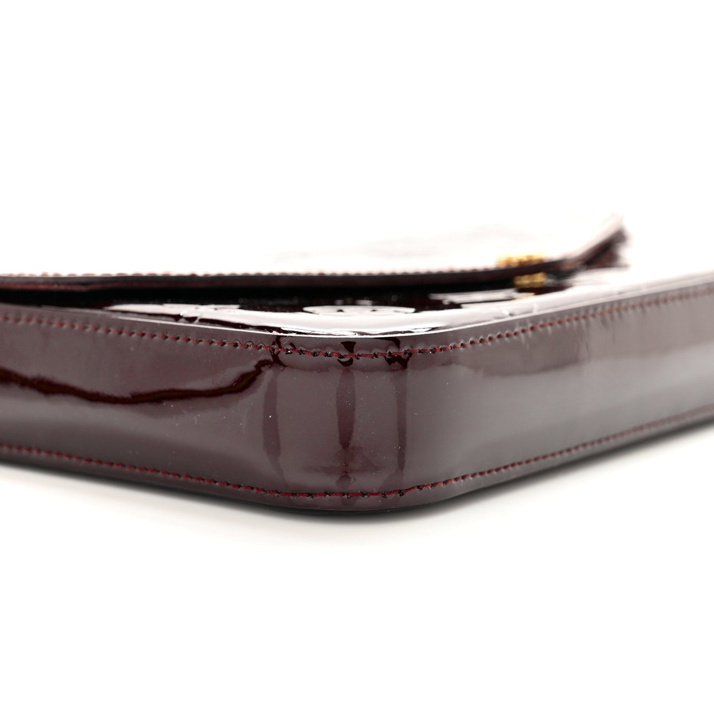 LOUIS VUITTON Vernis Pochette Felicie Chain Wallet Amarante