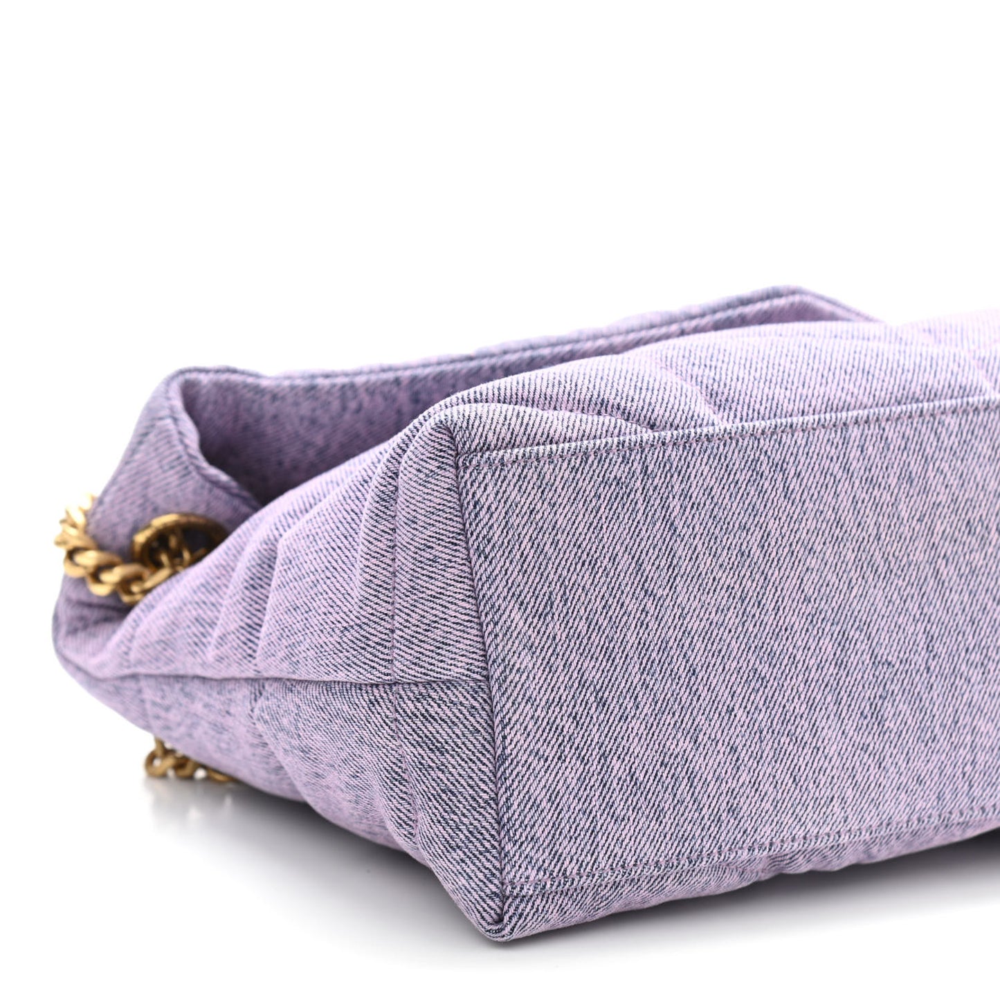 Denim Quilted Small Loulou Puffer Monogram Chain Satchel Bleached Lilac