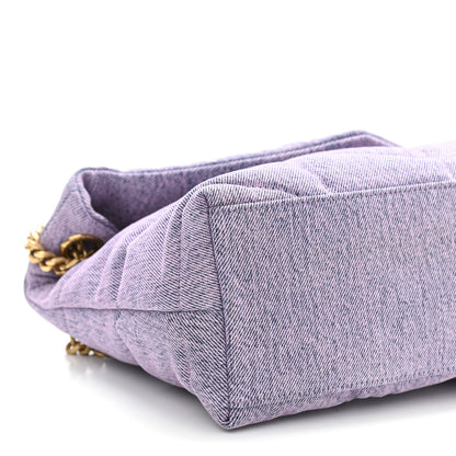 Saint Laurent Denim Quilted Small Loulou Puffer Monogram Chain Satchel Bleached Lilac 5 of 9