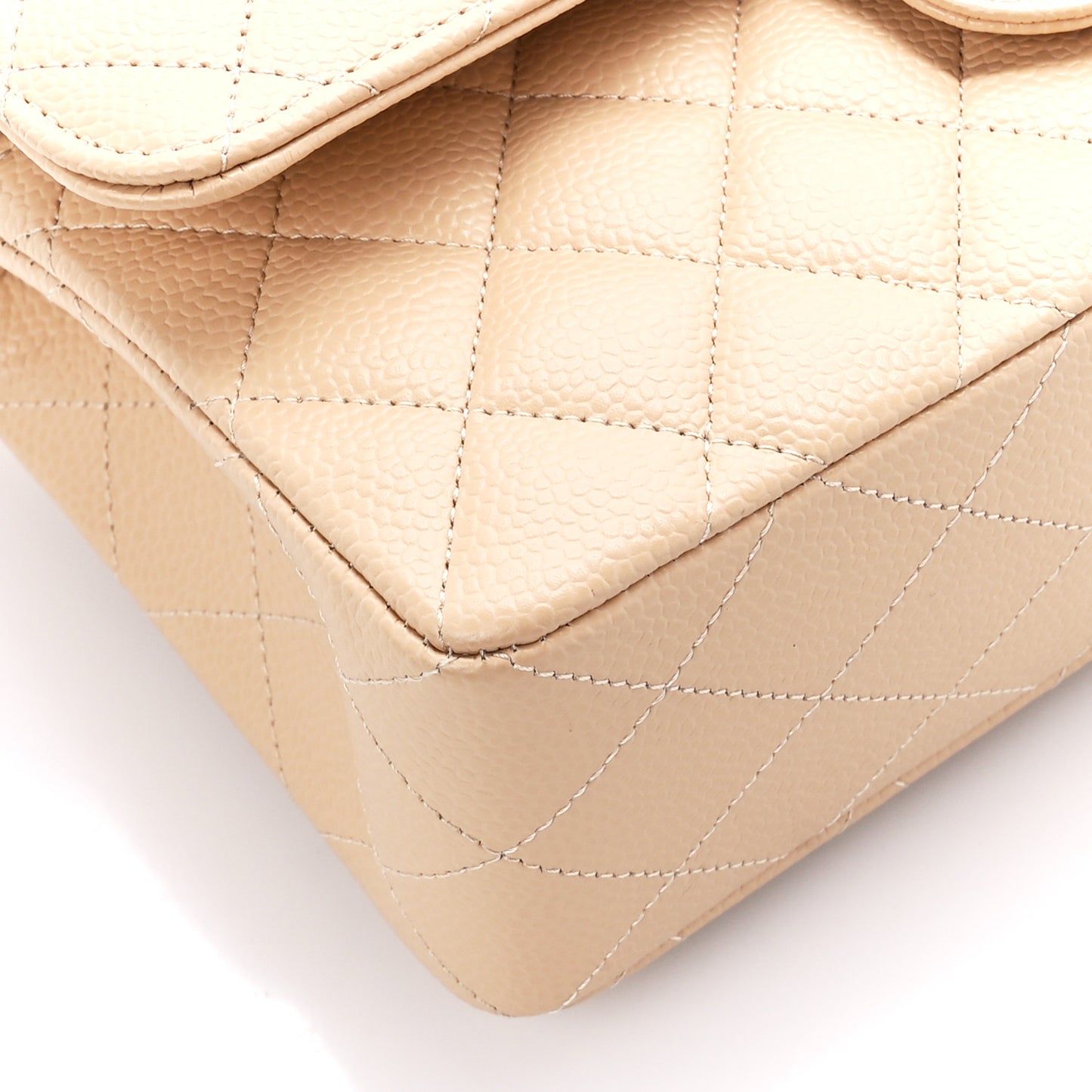 Caviar Quilted Small Double Flap Beige