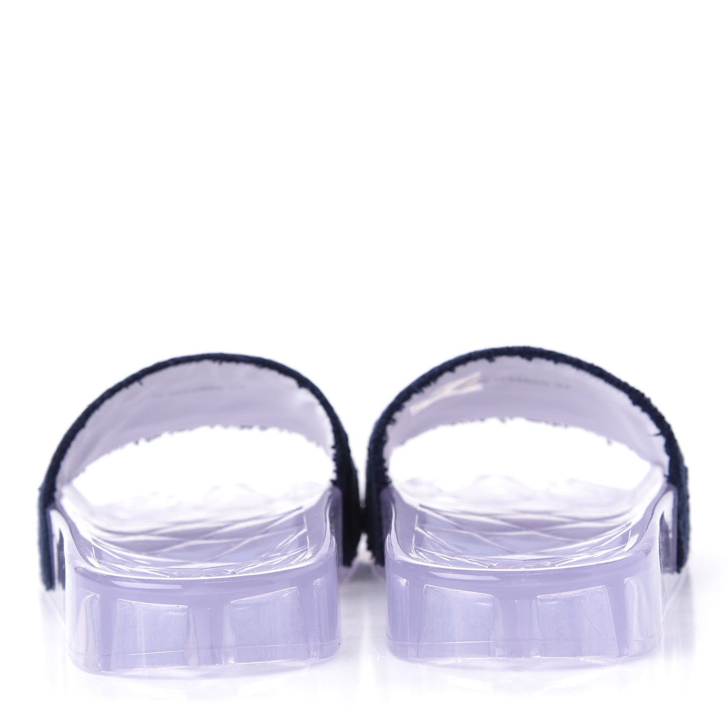 PVC Transparent Fabric CC Flat Slide Sandals 37 Navy