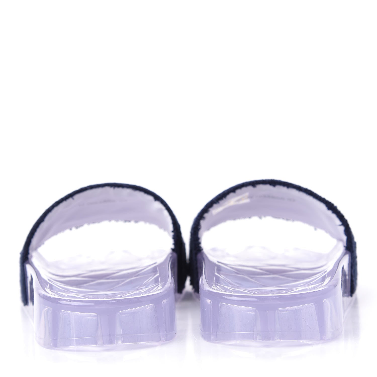 Chanel PVC Transparent Fabric CC Flat Slide Sandals 37 Navy 7 of 11