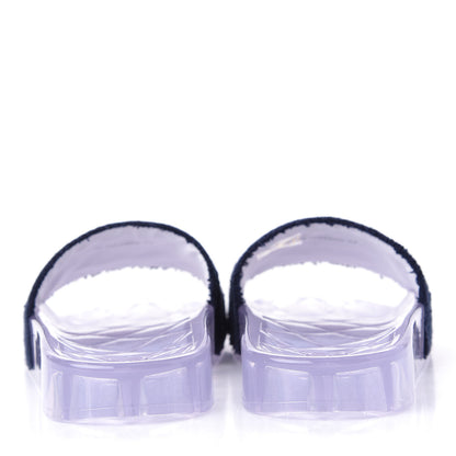 Chanel PVC Transparent Fabric CC Flat Slide Sandals 37 Navy 7 of 11
