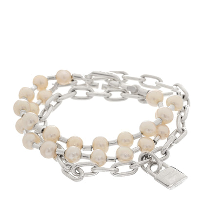 Tiffany Sterling Silver Pearl HardWear Lock Bracelet 1 of 4