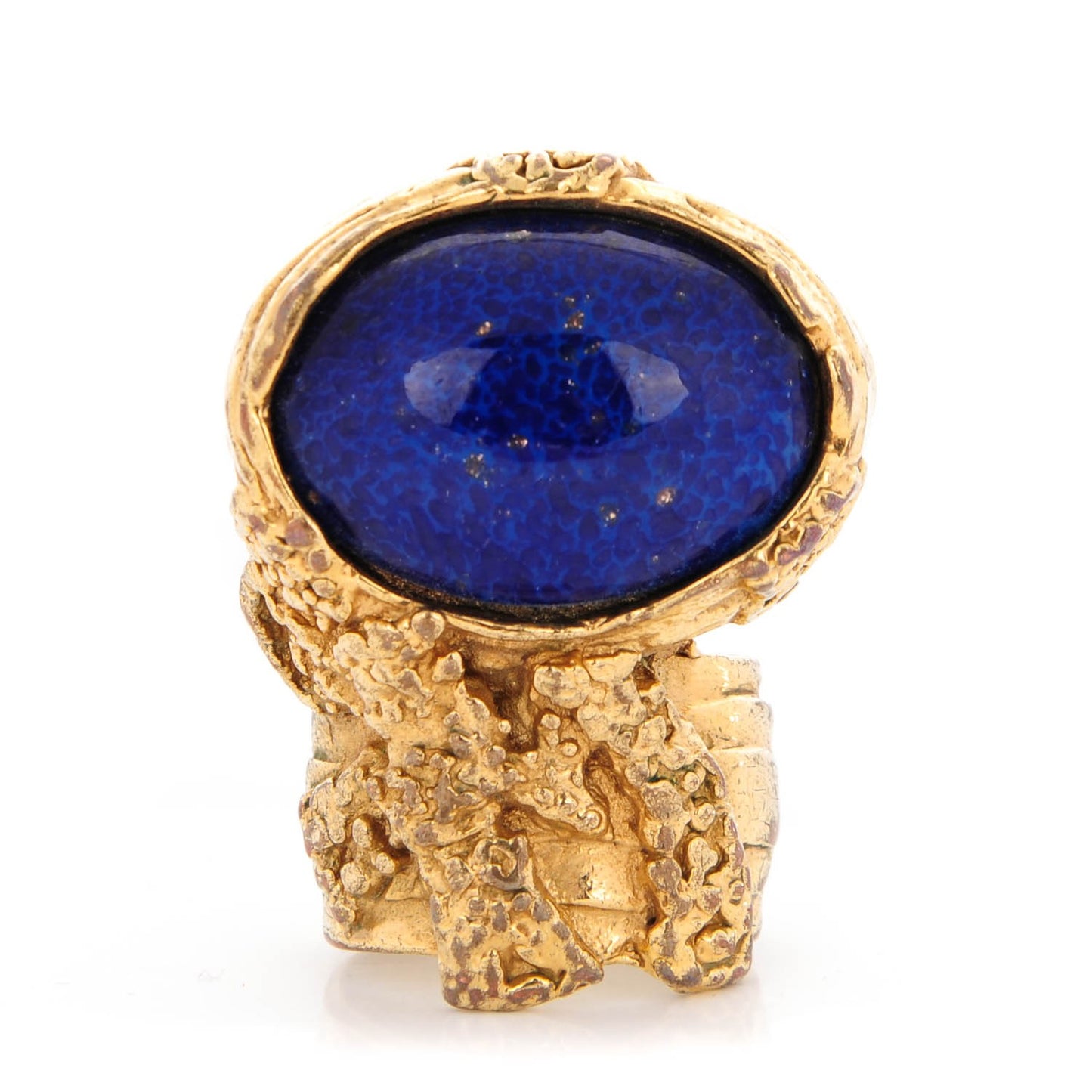 Glass Cabochon Arty Ovale Ring 8 Gold Lapis