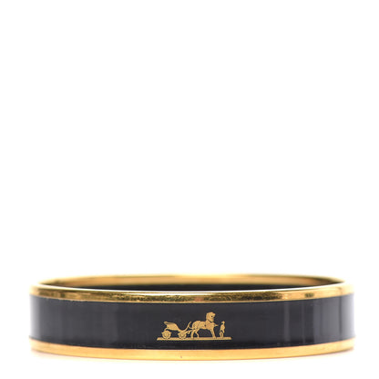 Hermes Enamel Printed Caleche Narrow Bracelet 70 Black 1 of 6