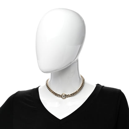Chanel Pearl Crystal CC Chain Choker Necklace Gold 2 of 4