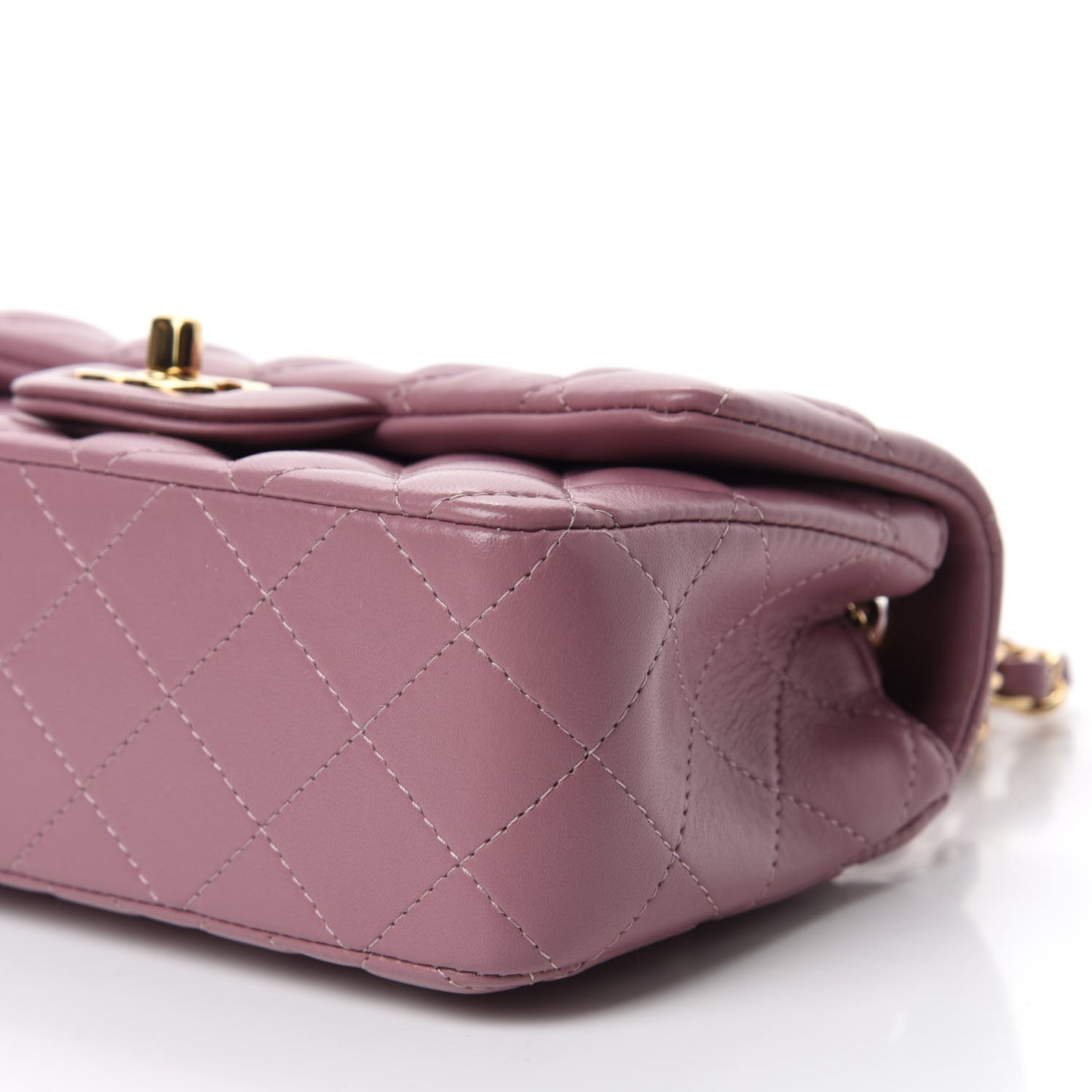 Lambskin Quilted Mini Rectangular Flap Purple