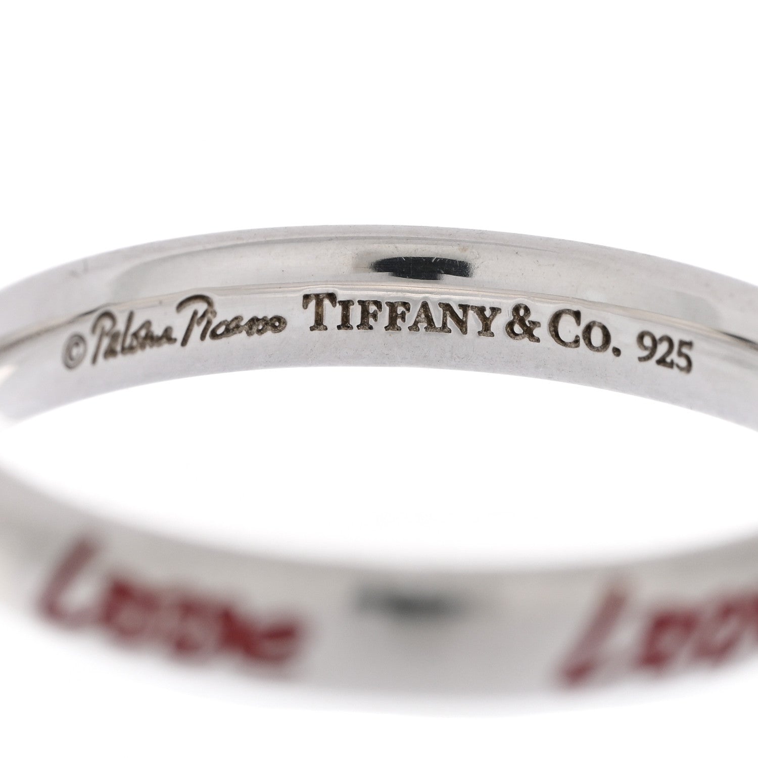 Tiffany Sterling Silver Enamel Paloma Picasso Love Band Ring 54 7 Red 4 of 4