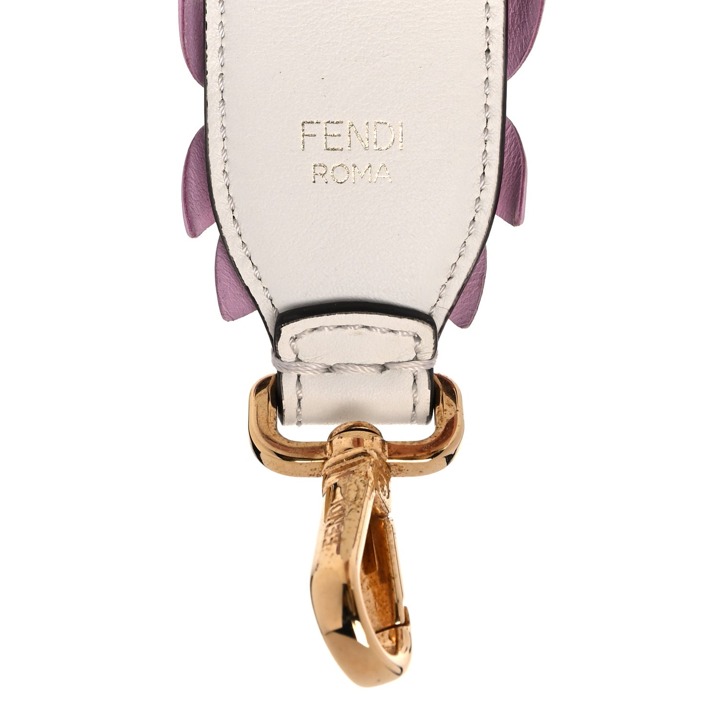 Calfskin Studded Floral Strap You White Lavender Peony