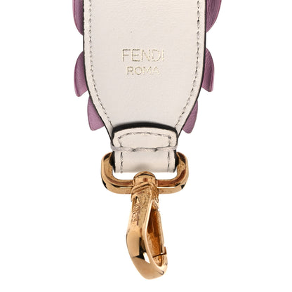 Fendi Calfskin Studded Floral Strap You White Lavender Peony 3 of 8