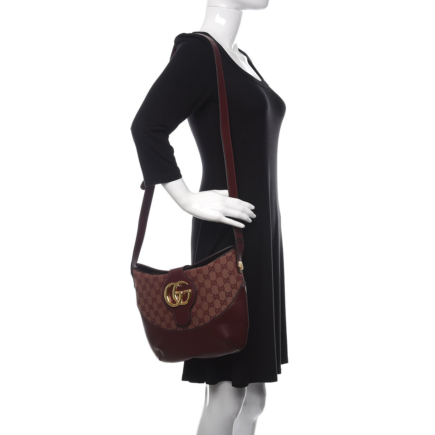 Gucci GG Monogram Calfskin Medium Arli Shoulder Bag Sahara Rubino Chardonnay 2 of 12