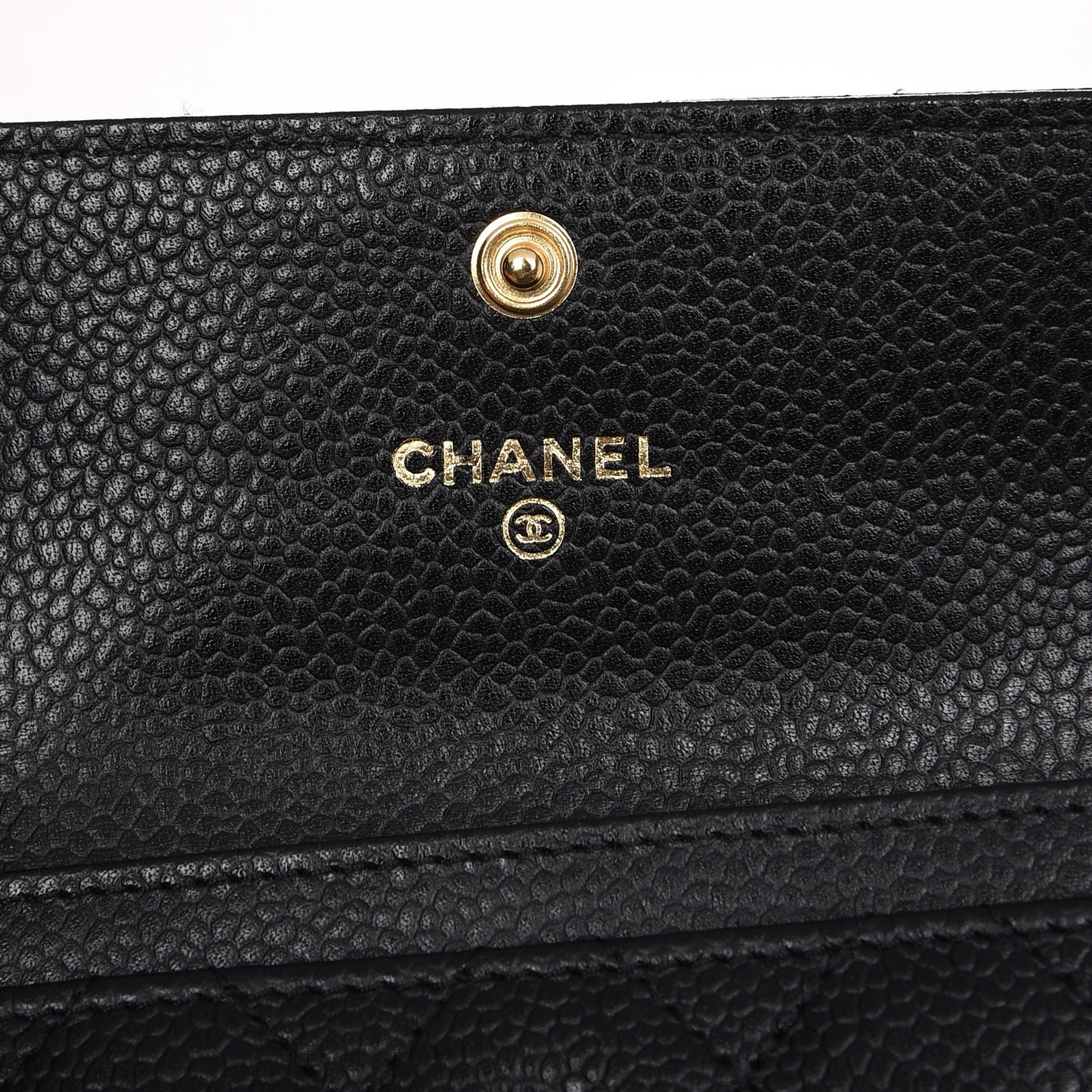 Caviar Quilted Flap Card Holder Black