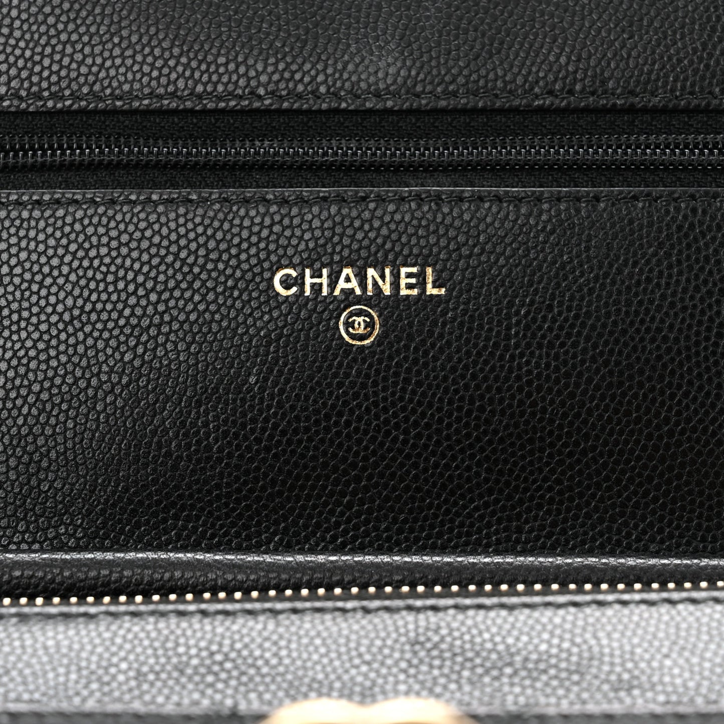 Caviar Quilted Golden Class Wallet On Chain WOC Black