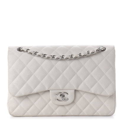Chanel Caviar Quilted Jumbo Double Flap White 1 of 14