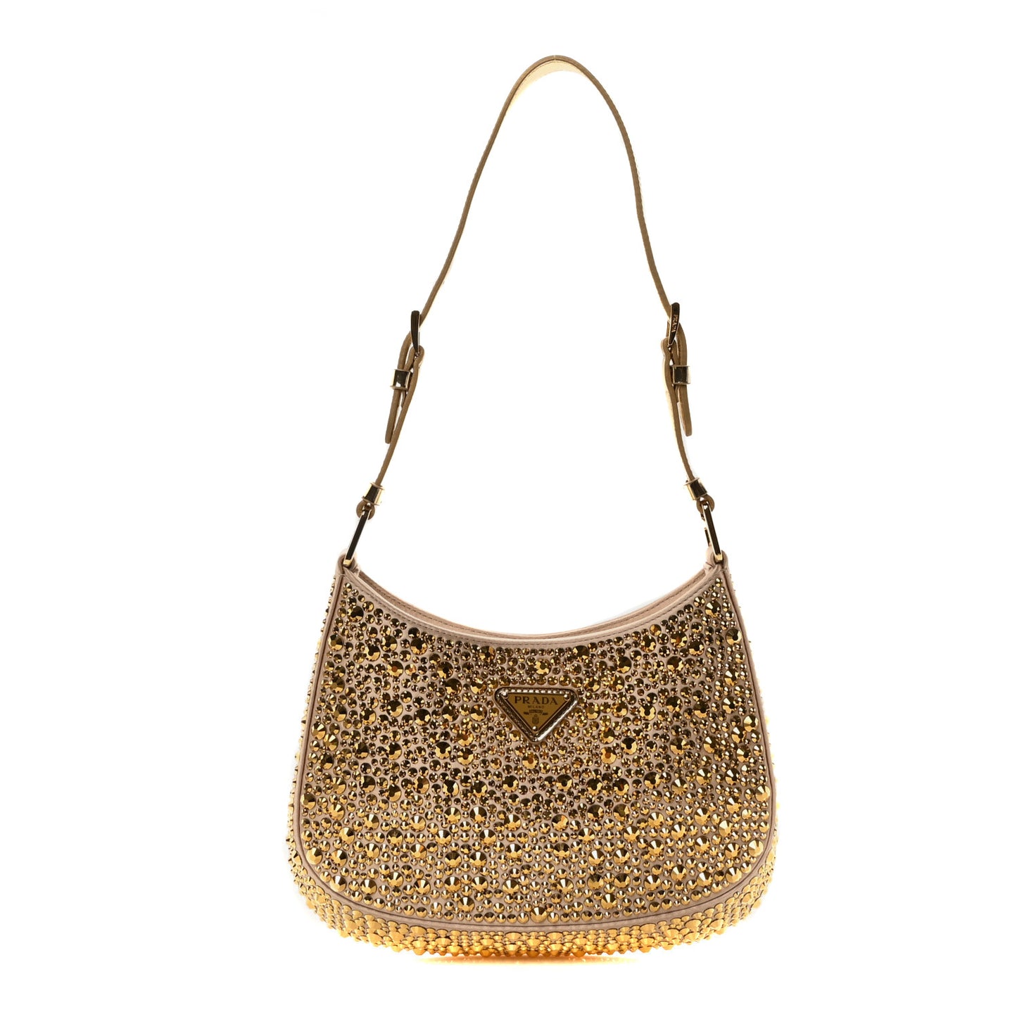 Satin Crystal Cleo Adjustable Strap Shoulder Bag Platino