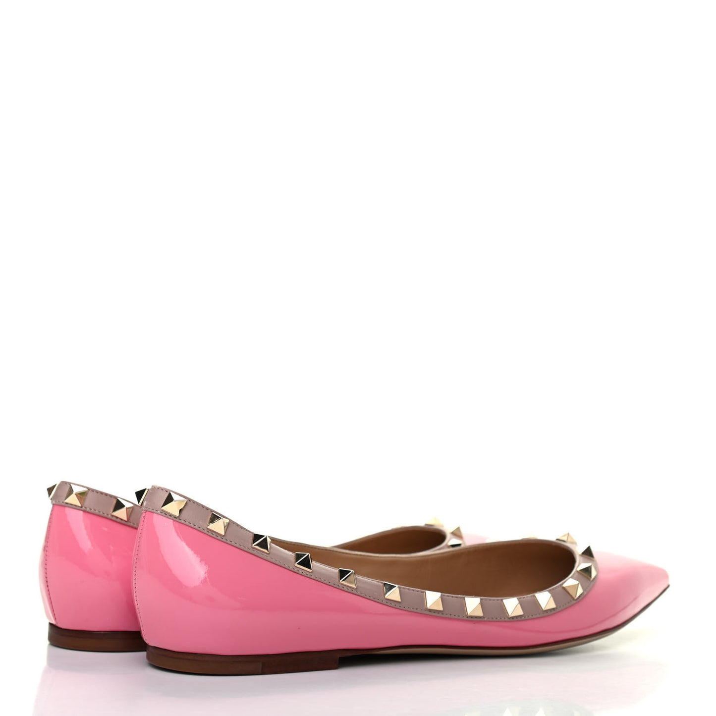 Patent Nappa Rockstud Ballerina Flats 41 Ninphea Poudre