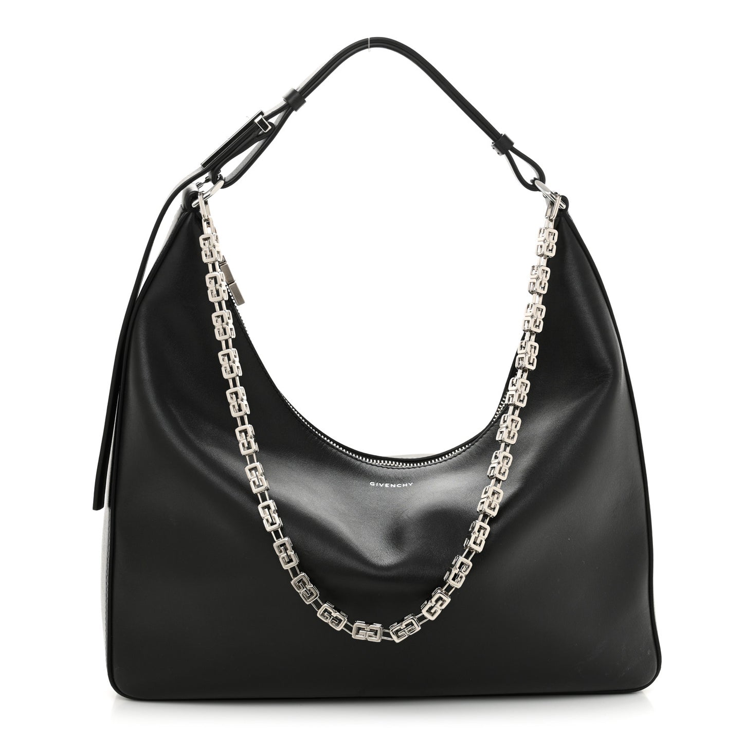 Smooth Calfskin Medium Moon Cut Out Shoulder Bag Black
