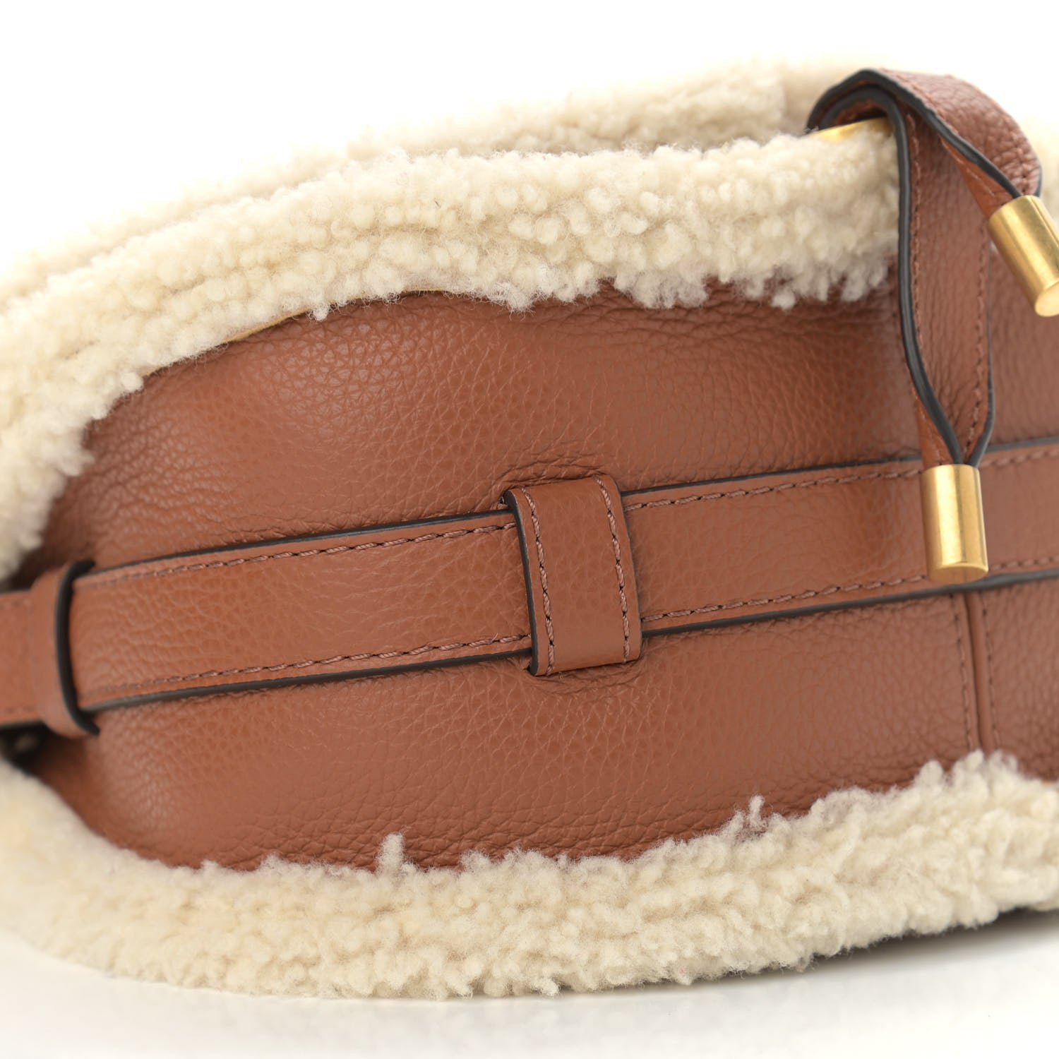 Chloe Calfskin Shearling Small Marcie Saddle Bag Caramel 11 of 15