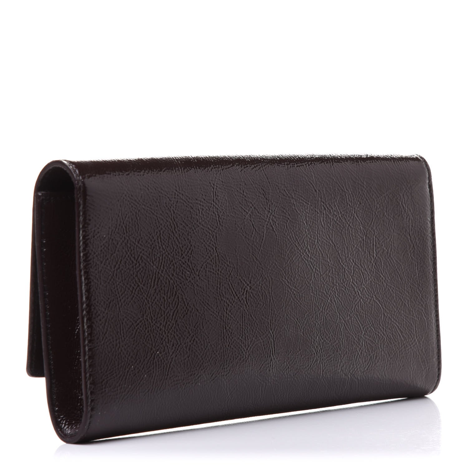 Saint Laurent Textured Patent Calfskin Monogram Large Belle De Jour Clutch Dark Brown 3 of 10