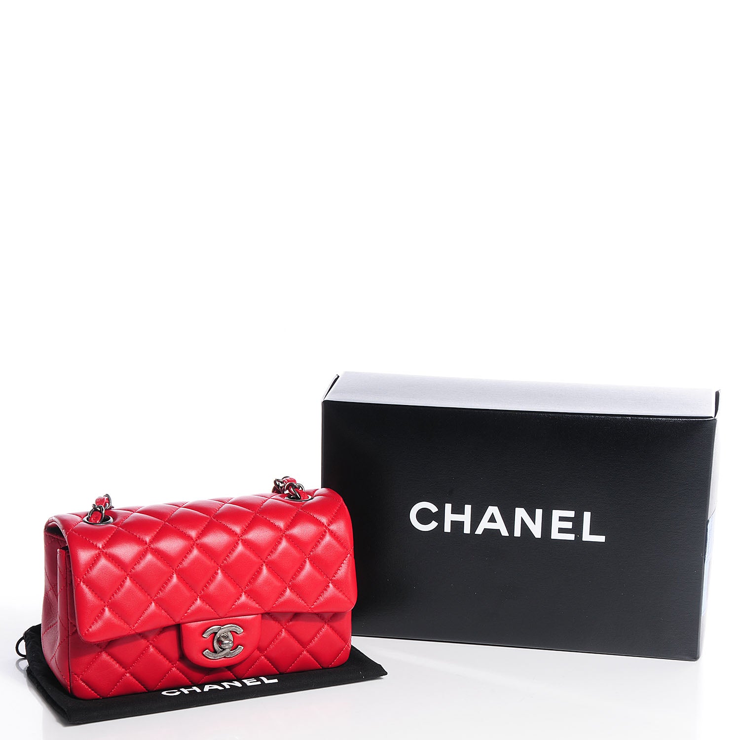 Chanel Lambskin Quilted Mini Rectangular Flap Red 5 of 9