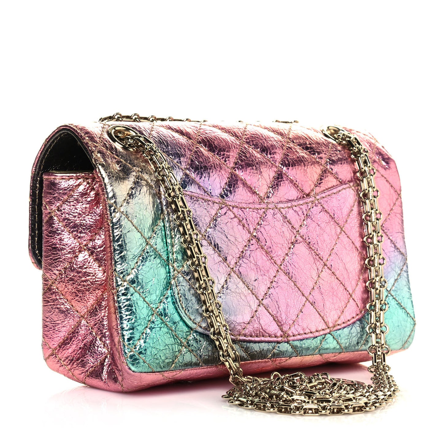 Metallic Goatskin Quilted Mini 2.55 Reissue Flap Multicolor