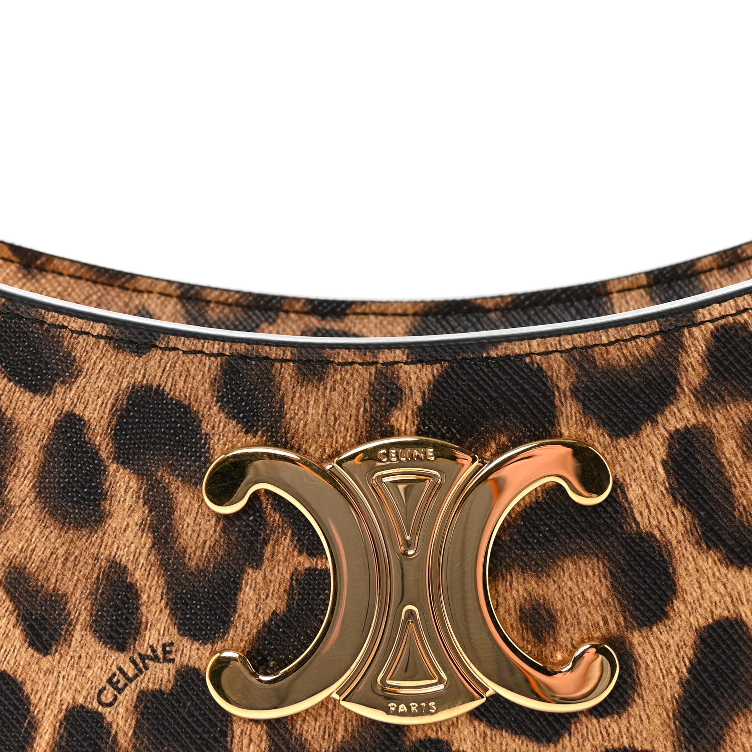 Celine Canvas Calfskin Medium Tilly Triomphe Shoulder Bag Leopard