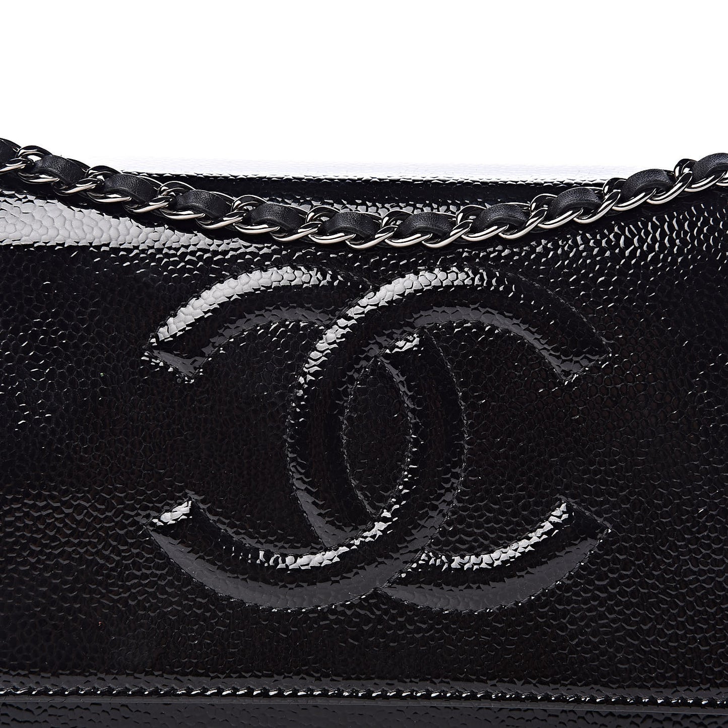 Patent Caviar Timeless CC Wallet on Chain WOC Black
