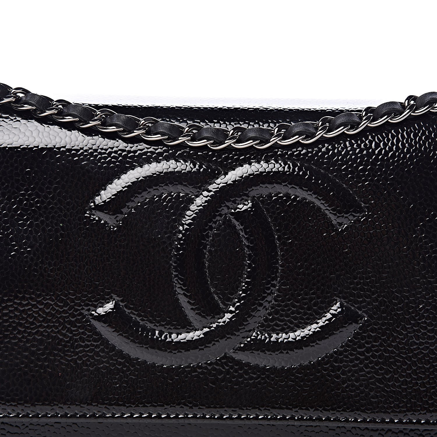 Chanel Patent Caviar Timeless CC Wallet on Chain WOC Black 10 of 13