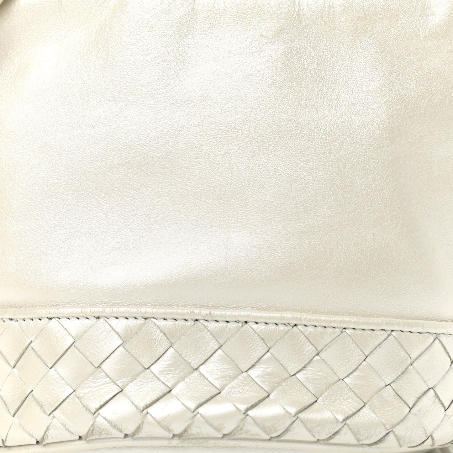 Nappa Intrecciato Drawstring Bucket Bag White