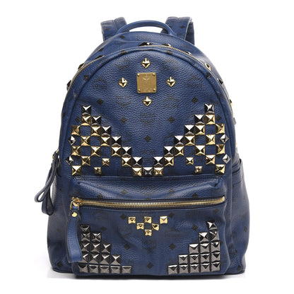 MCM Visetos Studded Medium Stark M Backpack Blue 1 of 9