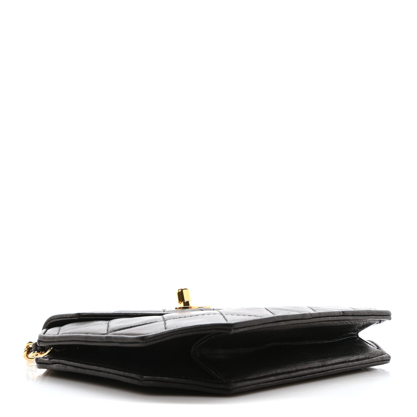 Lambskin Quilted Octagon Flap Black