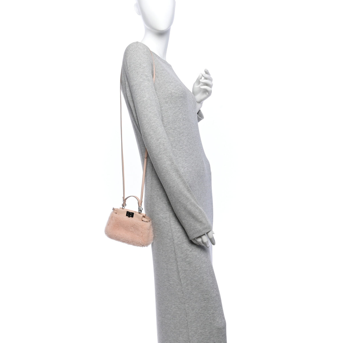 Shearling Nappa Mini Peekaboo Iconic Satchel Light Rose