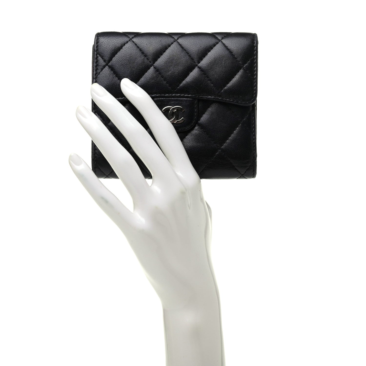 Chanel Lambskin Quilted Compact Flap Wallet Black 2 of 13
