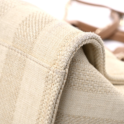 Chanel Straw Raffia Calfskin Striped Large Deauville Tote Beige 11 of 15