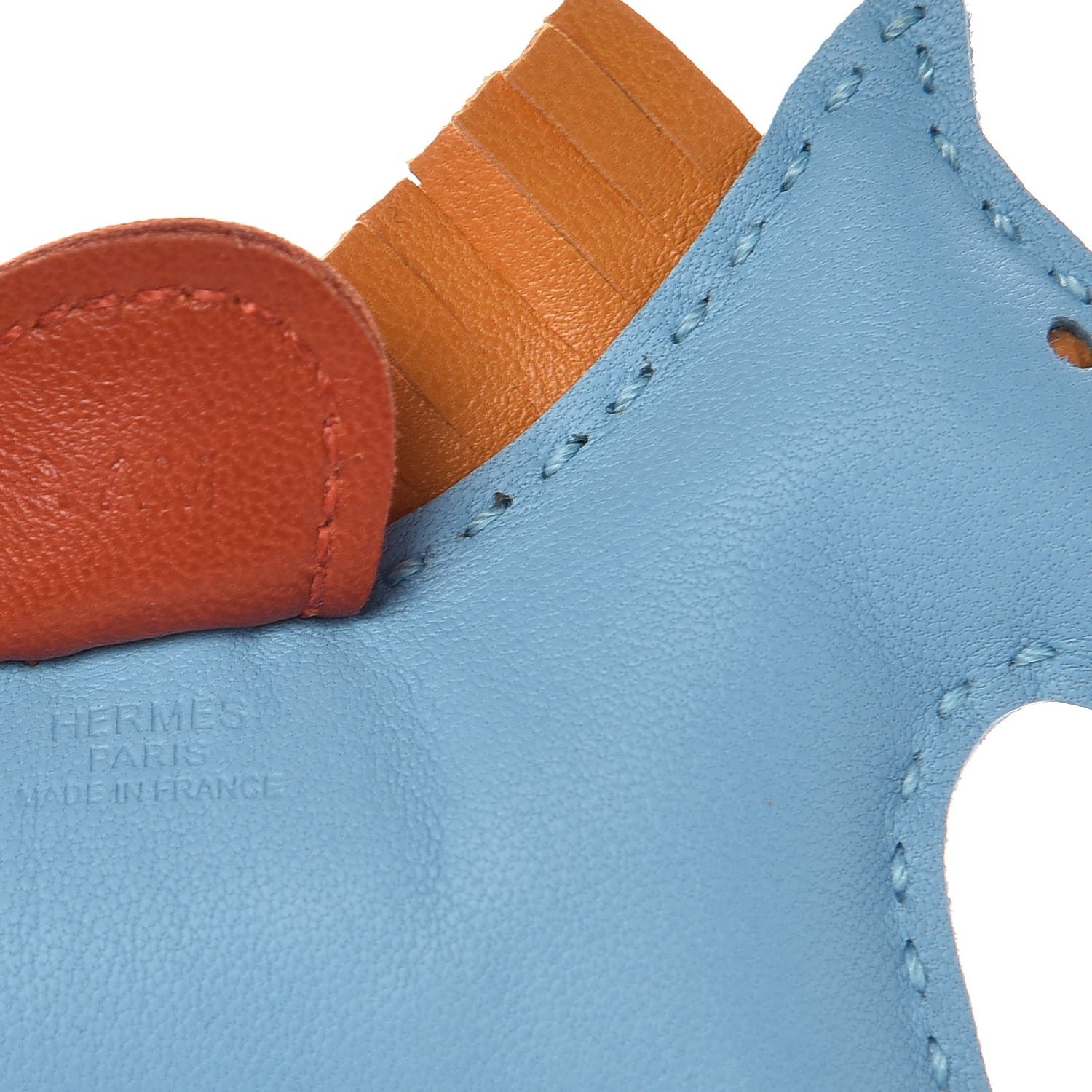 Hermes Milo Lambskin Grigri Rodeo Horse Bag Charm PM Celeste Naturel Bouton D'Or Cornaline 3 of 4