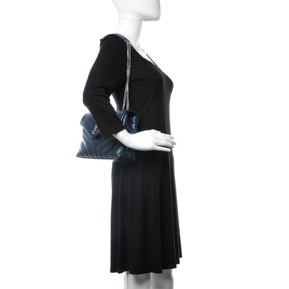 Saint Laurent Calfskin Y Quilted Monogram Small Loulou Chain Satchel Denim Blue 2 of 7