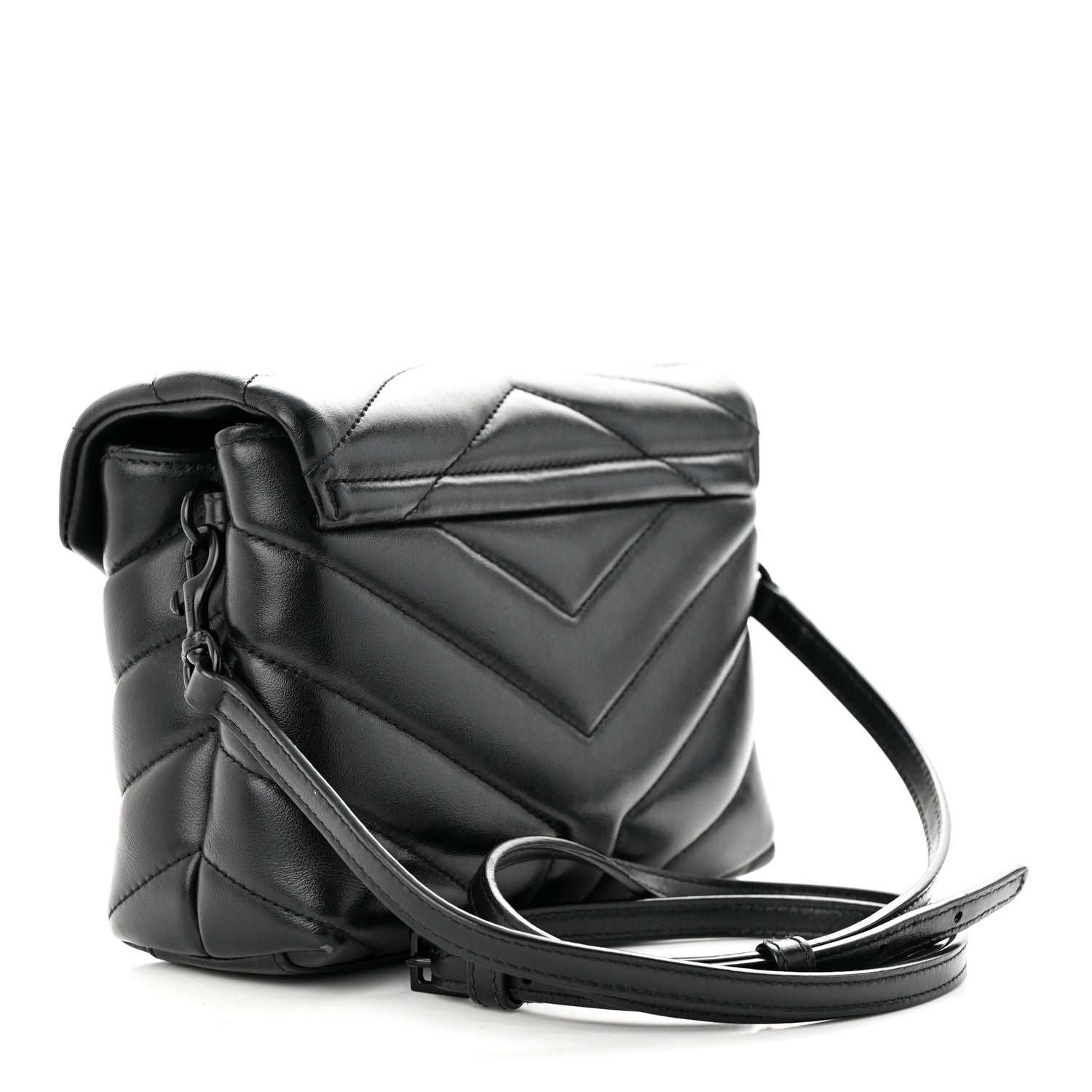 Saint Laurent Calfskin Y Quilted Monogram Monochrome Toy Loulou Crossbody Bag Black 3 of 12