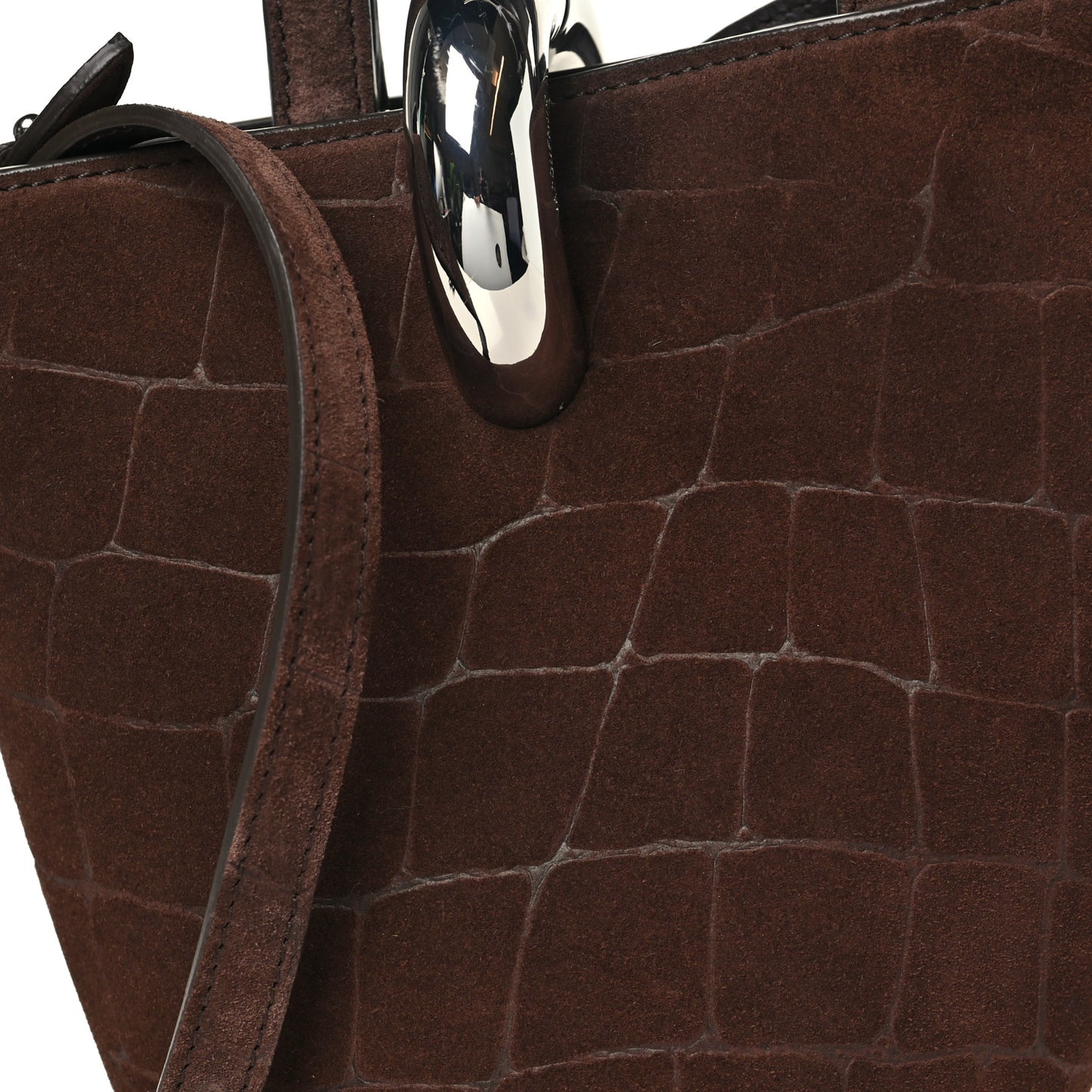 Suede Crocodile Embossed Le Petit Bambola Dark Brown