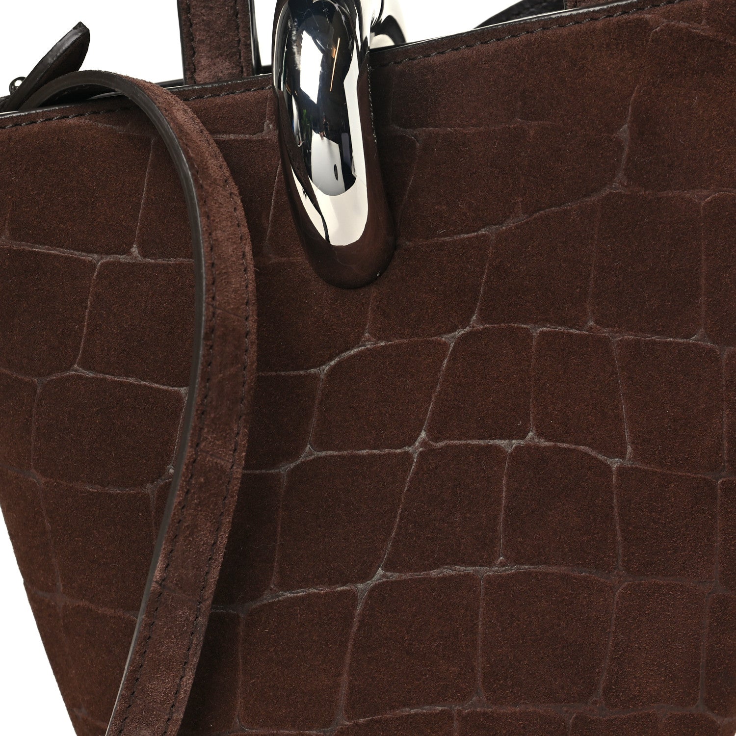 Jacquemus Suede Crocodile Embossed Le Petit Bambola Dark Brown 7 of 11