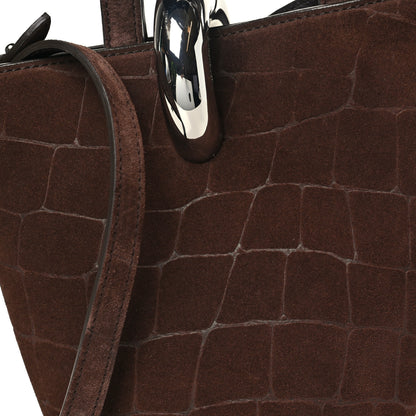 Jacquemus Suede Crocodile Embossed Le Petit Bambola Dark Brown 7 of 11