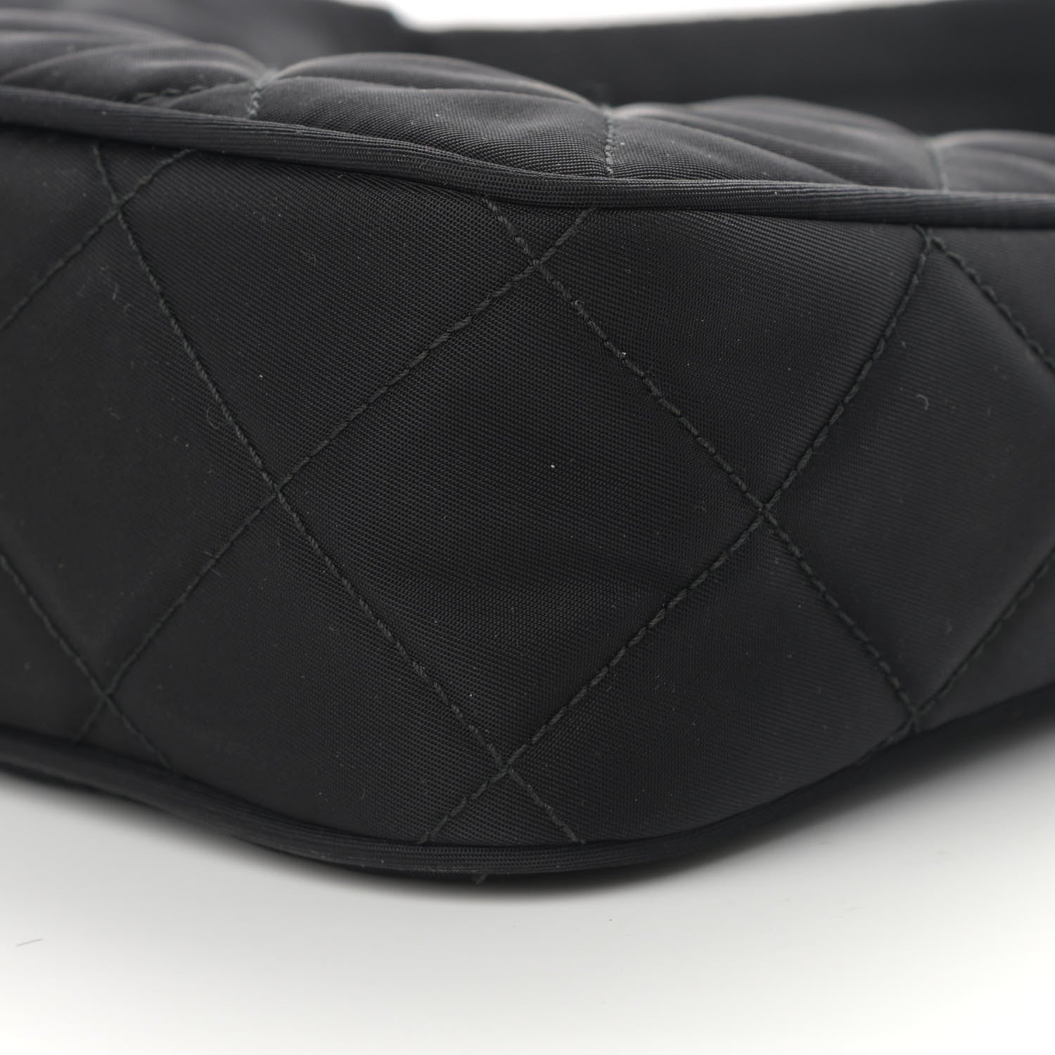 Prada Tessuto Nylon Stitched Shoulder Bag Black 11 of 12