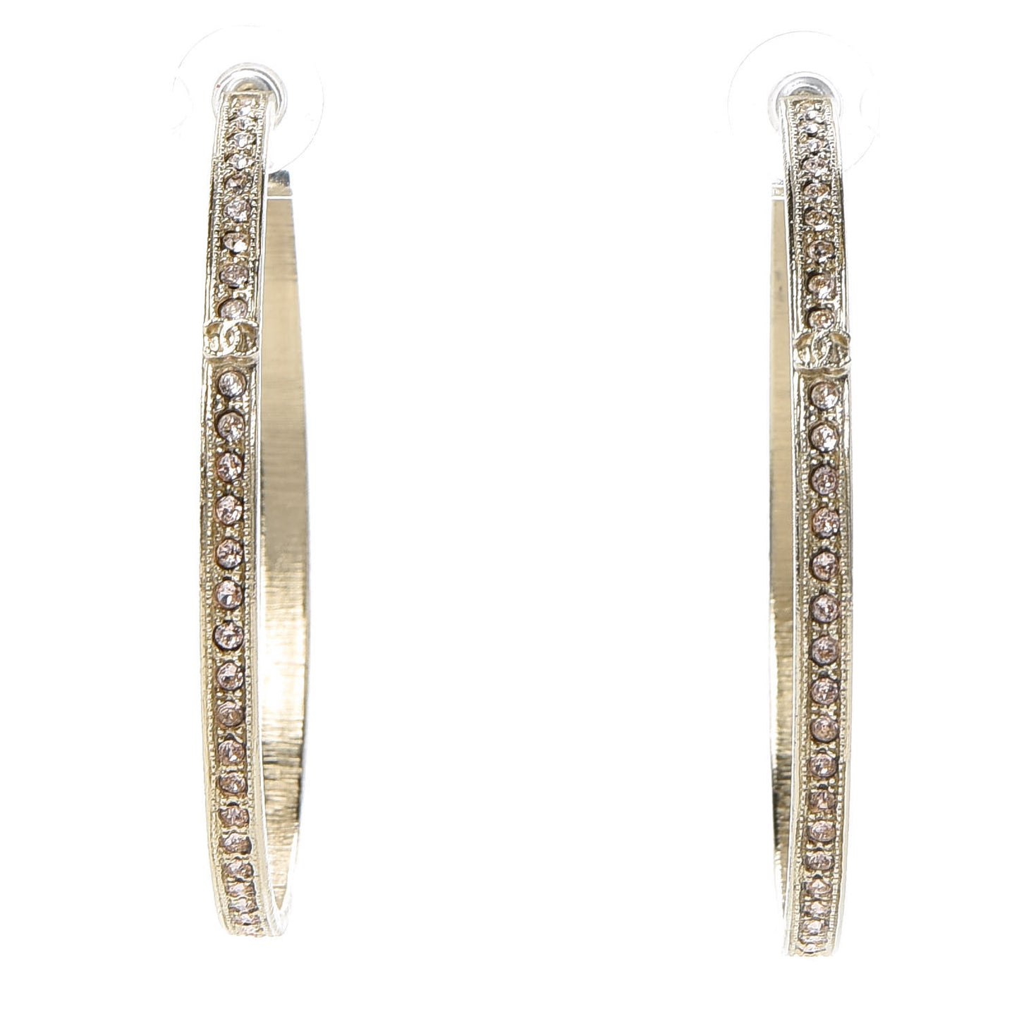 Crystal CC Hoop Earrings Pale Pink Gold