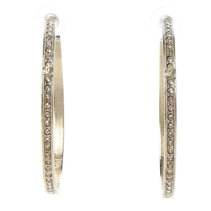 Chanel Crystal CC Hoop Earrings Pale Pink Gold 1 of 4