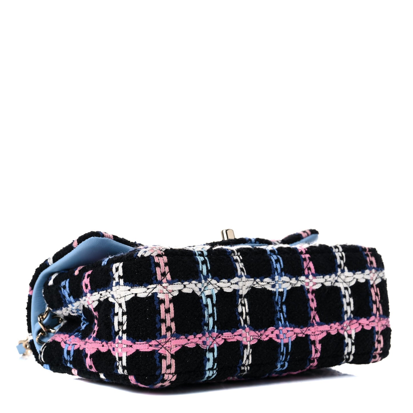Tweed Quilted Mini Rectangular Flap Black Pink Blue Ecru