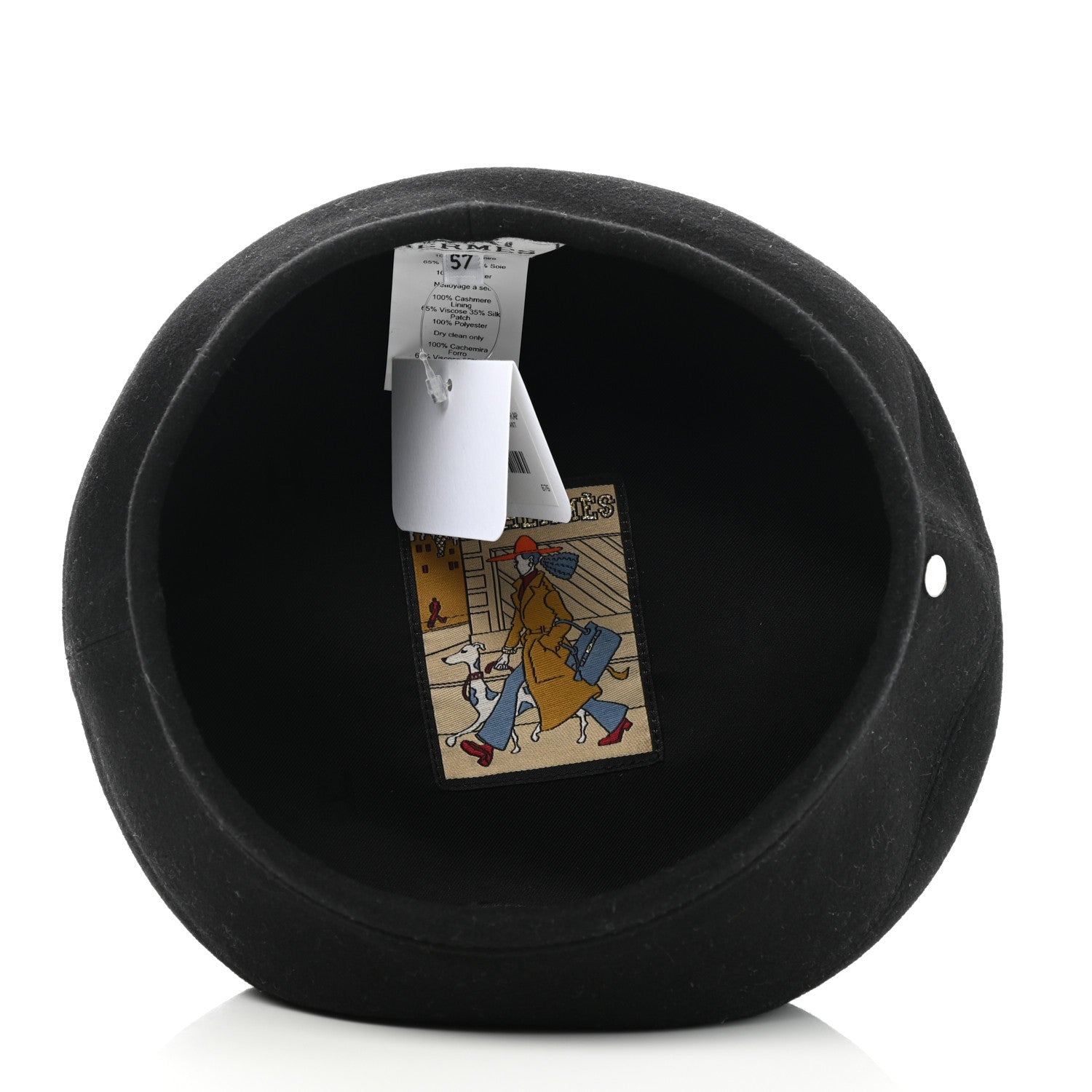 Hermes Cashmere Saint Honore Drap Beret 57 Black 8 of 9