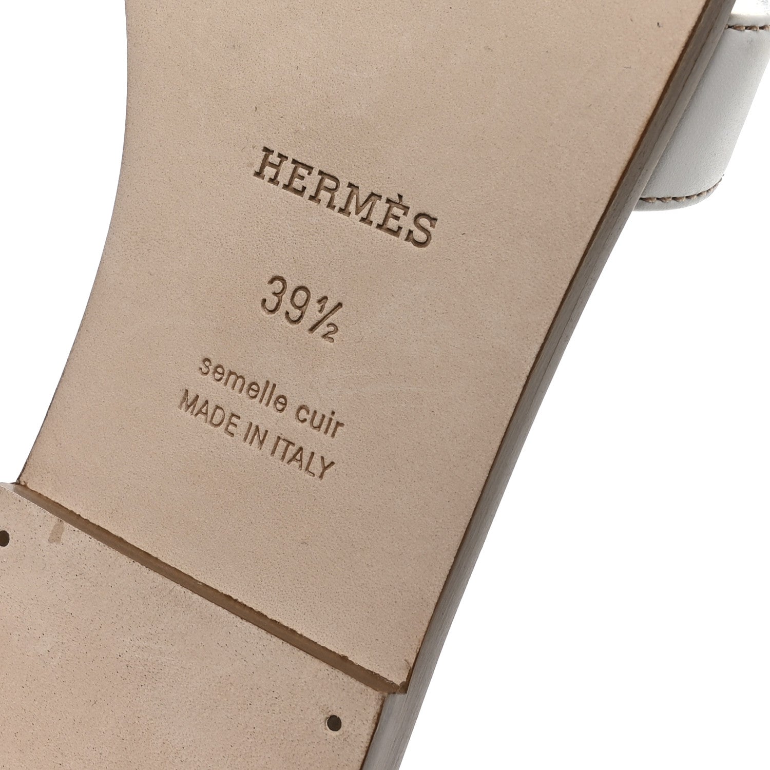 Hermes Box Calfskin Oran Sandals 39.5 White 7 of 8