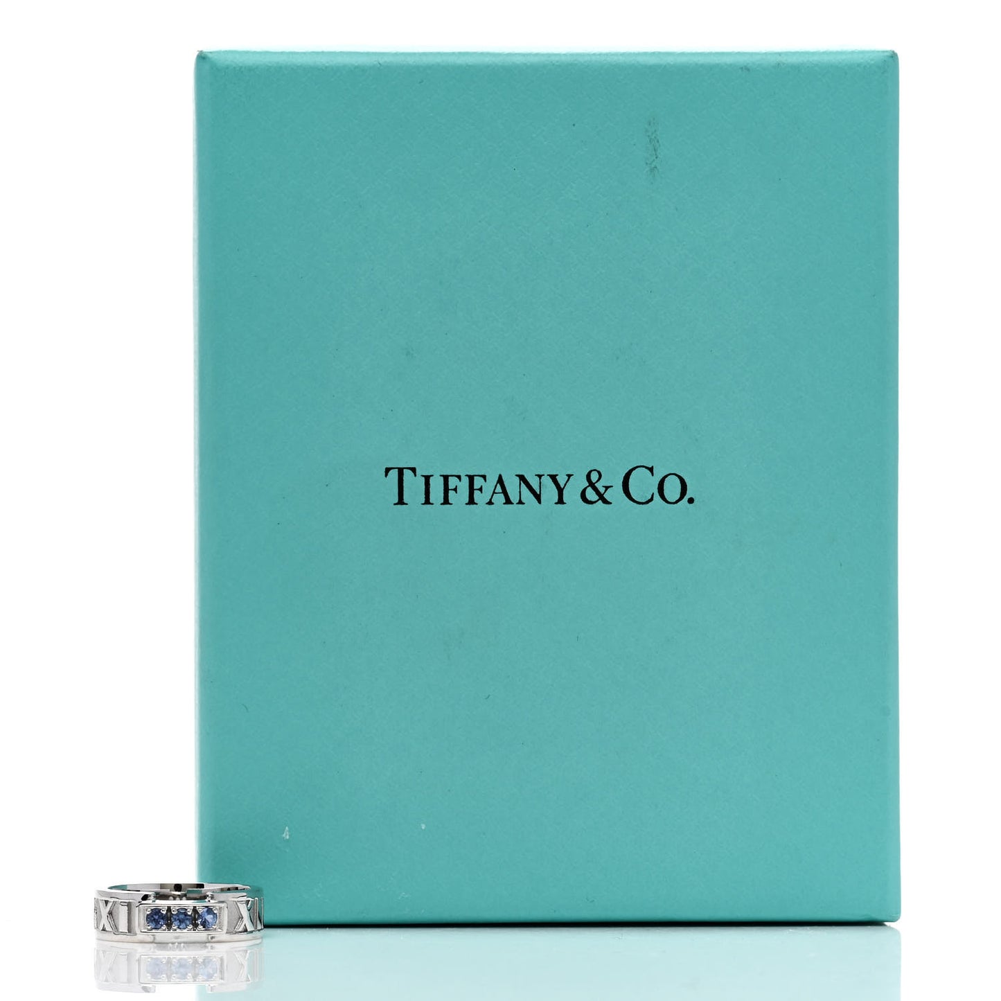 18K White Gold Blue Sapphire Atlas Ring 48 4.5
